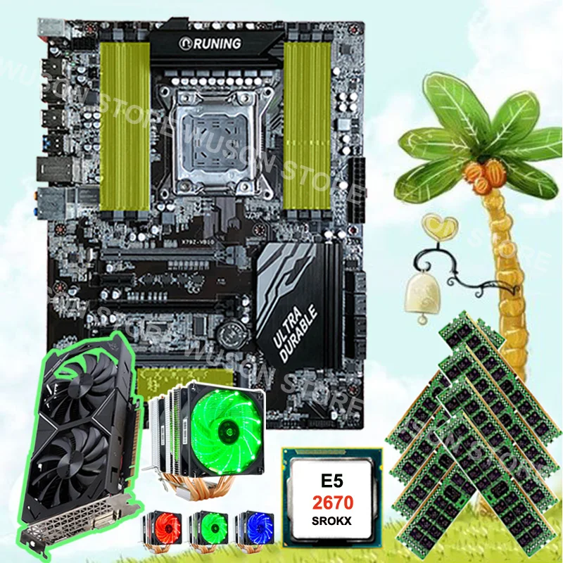 

Recommend to buy motherboard Runing X79 motherboard CPU Xeon 2670 C2 2.6GHz with cooler 8*16G 1600 RECC video card GTX1050TI 4G