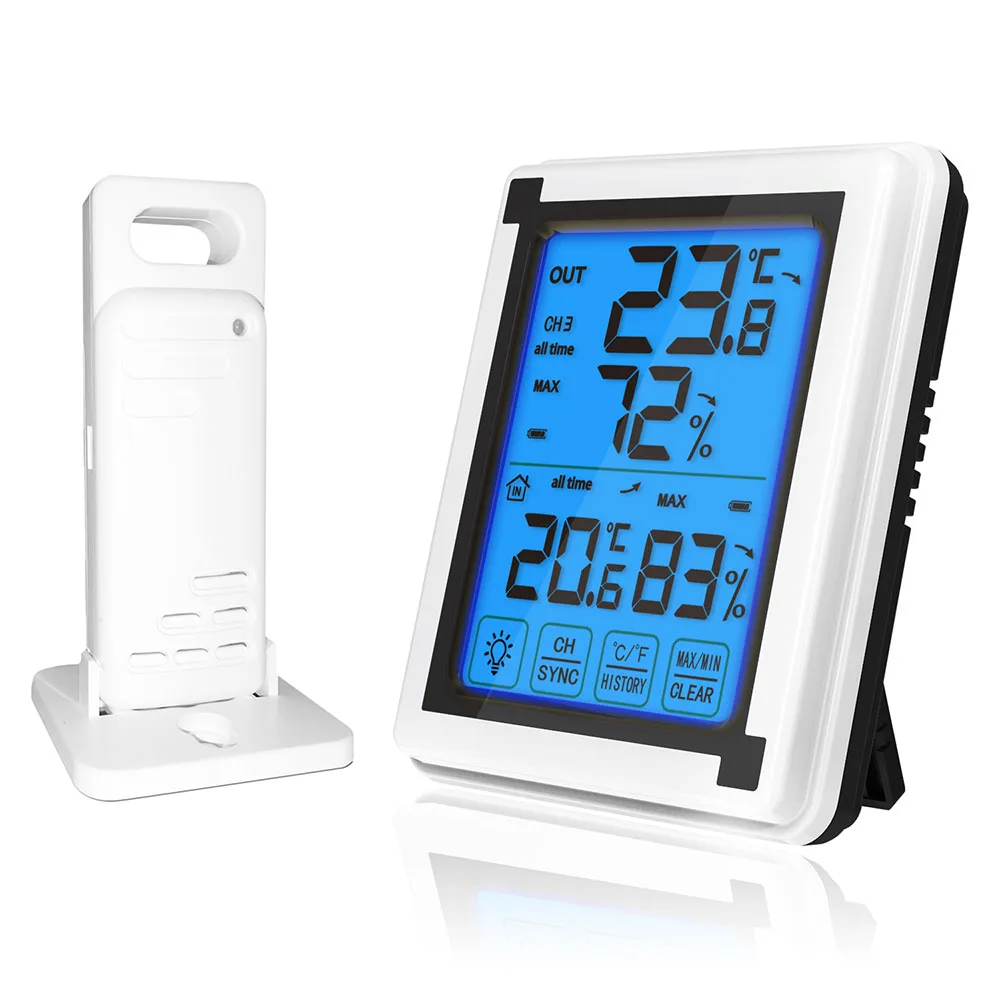 ЖК-дисплей цифровой термометр открытый блок беспроводной цифровой датчик гигрометра контроль температуры и влажности погода часы передатчик
