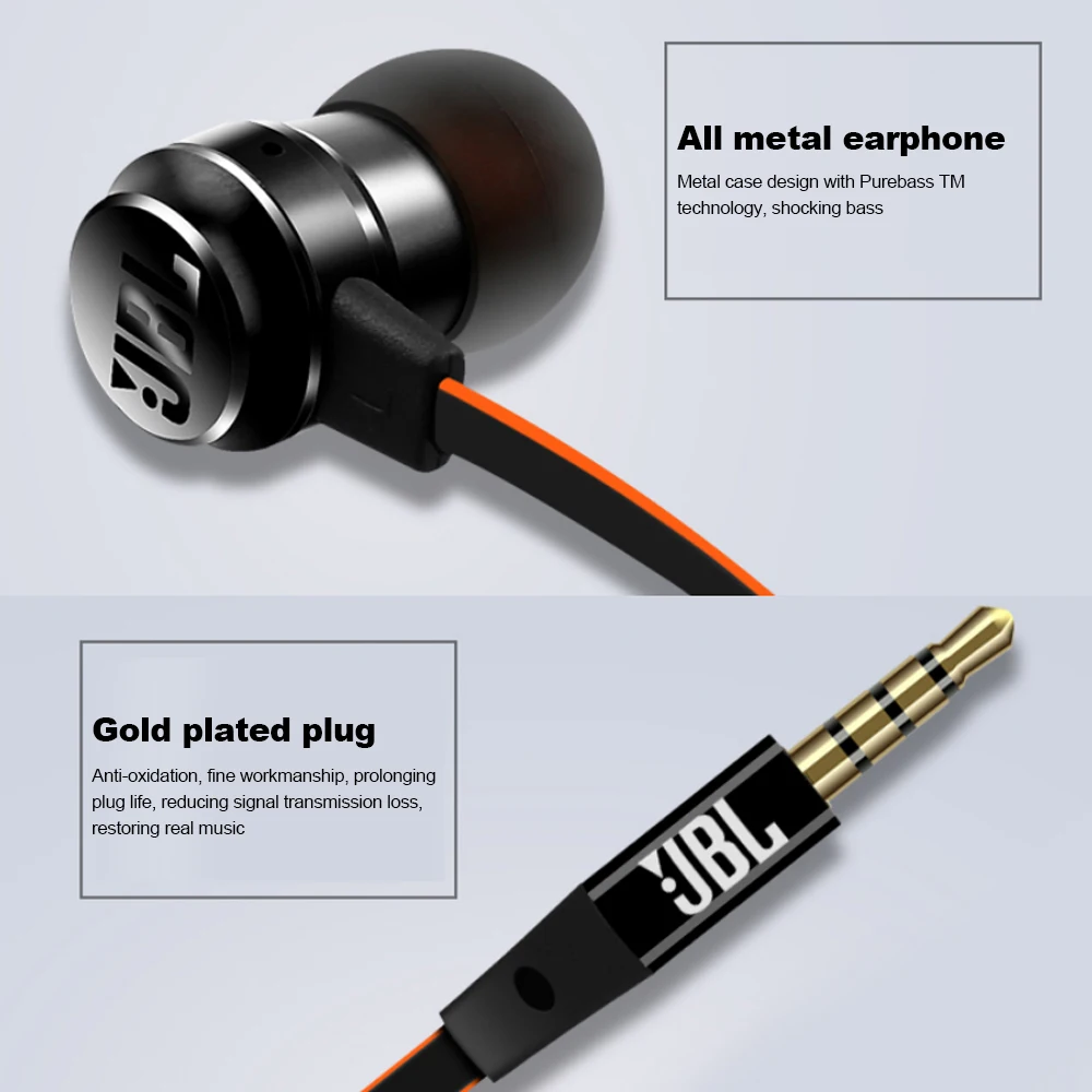 JBL наушники T280A+ 3,5 мм проводные наушники Handfree стерео музыка Спорт Hands-free с микрофоном встроенный контроль fone de ouvido
