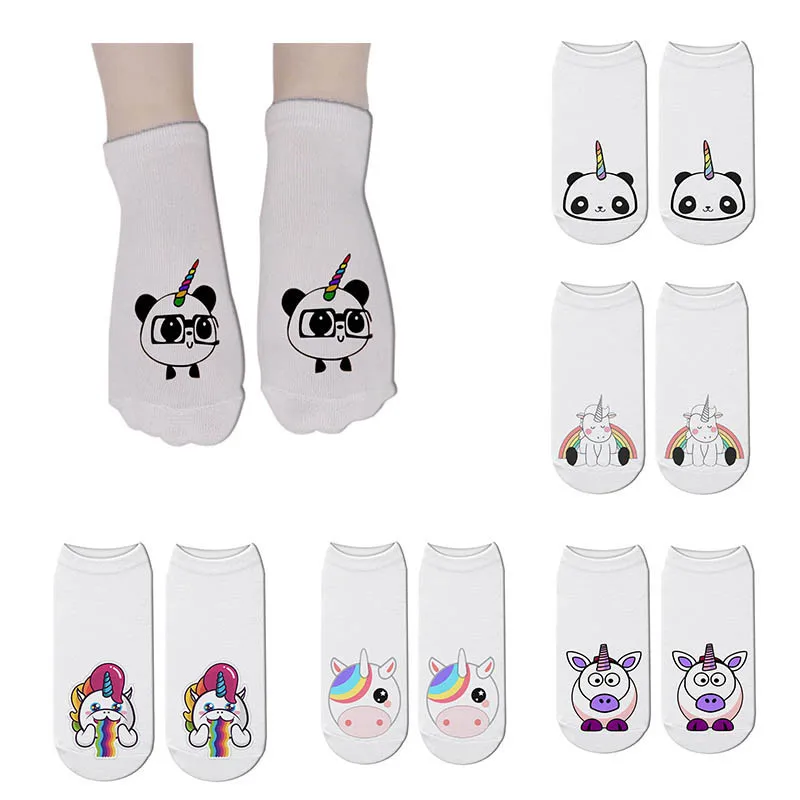 

1 pair Men's Fashion Animal Funny Socks Women Cotton Printed Unicorn Summer Short Socks Low Cut Ankle Sock 5S-ZWS57