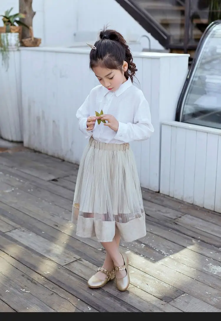 Bow Girls Shoes White Black Gold Princess Kids Students Shoes Children 's Flower Baby Dance Wedding Perform Shoe 21-36