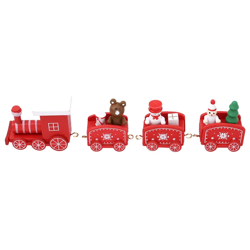 Деревянные принадлежности для рождественского декора маленький поезд Игрушка для рождественские украшения для дома детские подарки YL894548 - Цвет: Красный