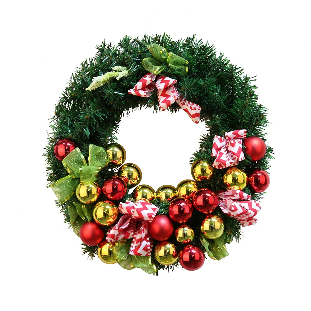 Christmas Wreath Handmade Garland Window Door Wall Hanging Decorations Xmas Balls Bowknot Ornament adornos de navidad