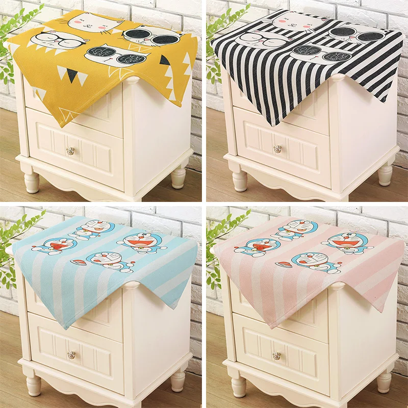 Hand painted cats cartoon tablecloth Cute Children's Room Desk Cloth Japanese Cartoon Blue