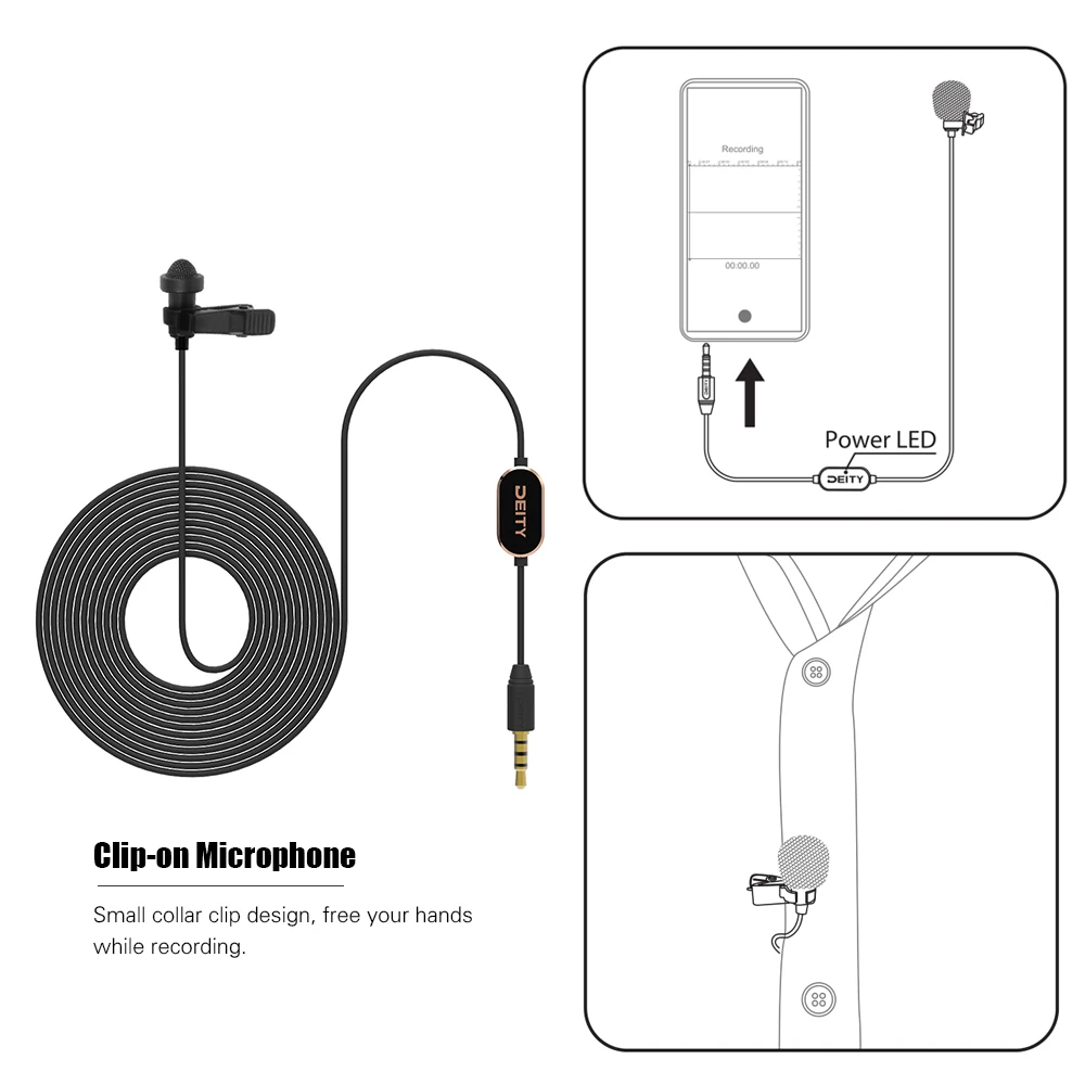 Deity V. Lav Профессиональный петличный лацкан клип на микрофон всенаправленный микрофон 3,5 мм разъем для SONY NIKON CANON iPhone Xiaomi