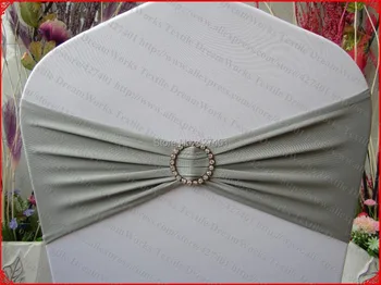 

Light Silver Single Layer Spandex/Lycra/Expand Band/Chair Covers With Round Diamond Buckle For Wedding Party Banquet Decorations