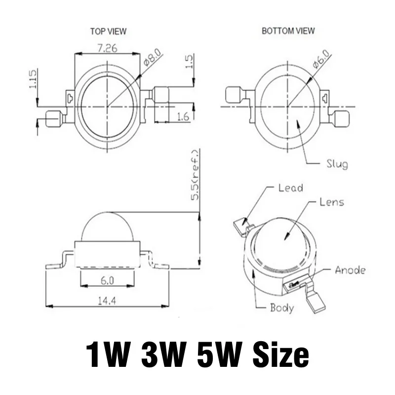 1W-5W size