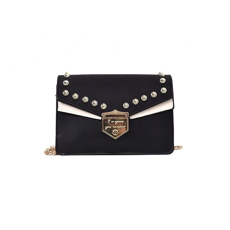 Retro rivet bag design sense lady bag clamshell PU leather lady crossbody bag chain bag new bag