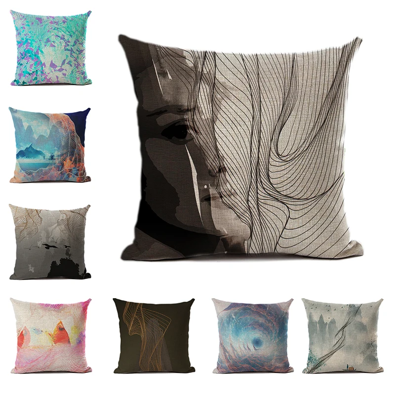 

Abstract Cushion Cover Nordic Art Pillowcase Decorative Pillow Car Pillow Color Sofa Bedroom Set Cushion Case