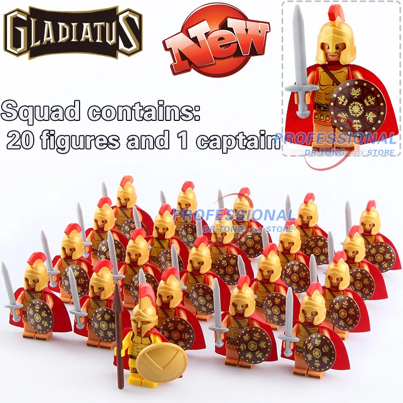 Дешево 21 шт. лот средневековый XH647 Римский командир герой Спарты с плащом накидкой с капюшоном фигурки, строительные блоки для детей подарки игрушк...