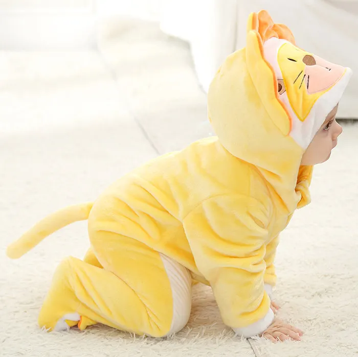 Новое поступление, желтый лев в стиле "унисекс-для малышей с животными; костюмы-комбинезоны наряд с мультяшным рисунком Домашняя одежда NO.1 детская одежда
