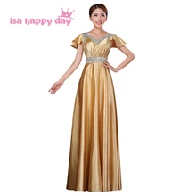 Женское платье с v-образным вырезом, Длинное Элегантное, xxl, плюс размер, золотое, ярко-розовое, с рукавом, вечернее платье атласное, платья для женщин, W2914