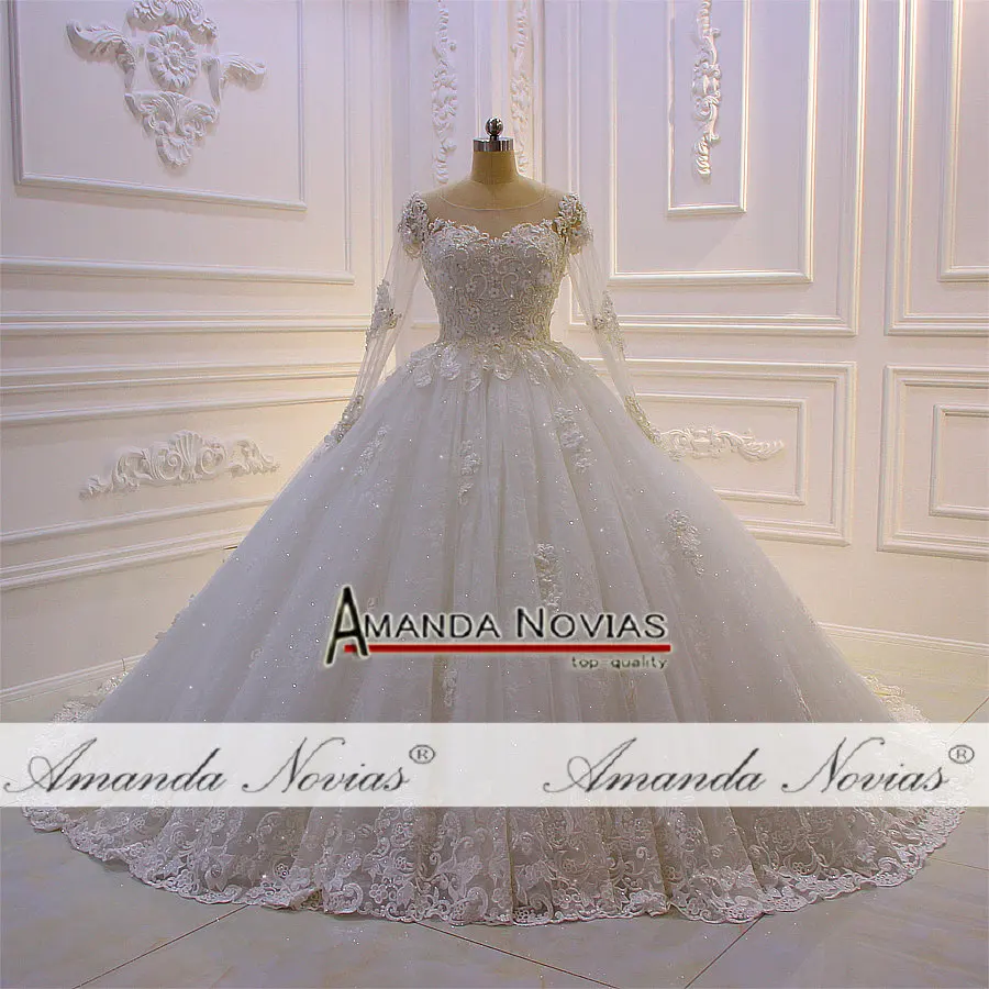 Новая коллекция Сверкающее свадебное платье бальное платье настоящая работа Высокое качество