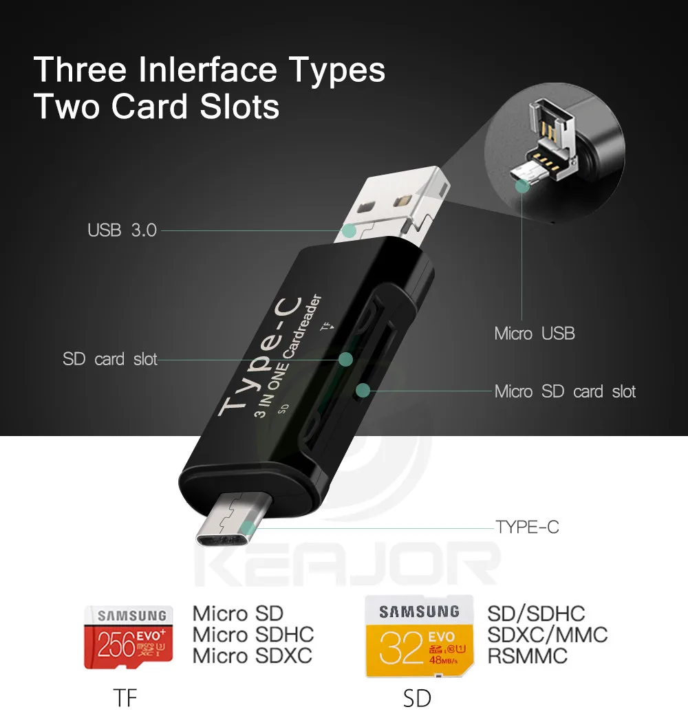 Type-C адаптер для карт Micro USB OTG кардридер с SD/TF картой USB 3,0 память считывающее устройство для телефона и планшета карта памяти для компьютера