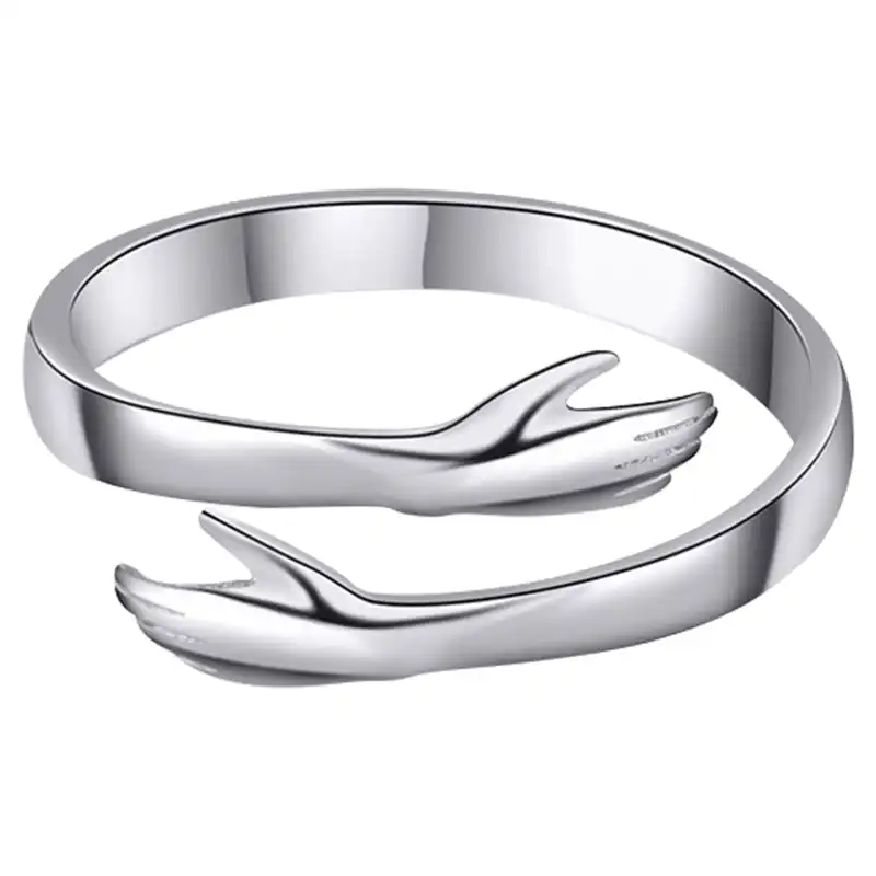 Винтажное кольцо для влюбленных, обнимающее руку, для женщин, мужское античное кольцо, обнимающее слой, дайте мне объятие, руки, открытые кол...