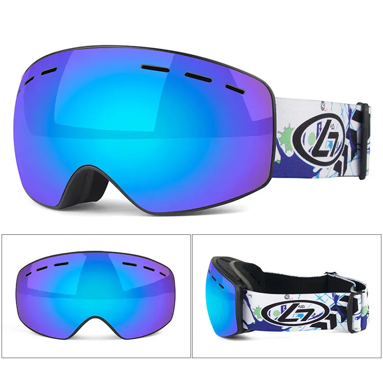 Детские лыжные очки с большой оправой, противотуманная маска для лица, двухслойные лыжные очки, УФ-защита, лыжные очки, оправа для близорукости - Цвет: L