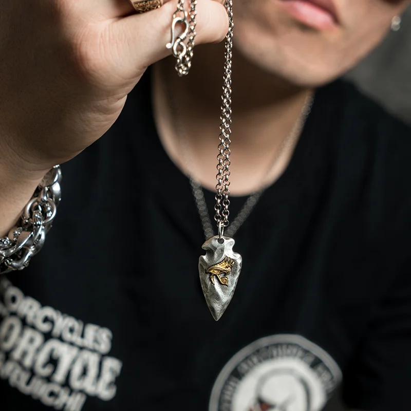 Глаз Гора S925 серебряное ожерелье для мужчин копье серебряный кулон ювелирных изделий