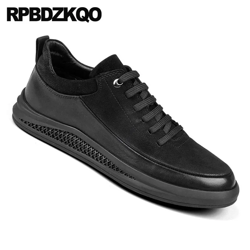Casual Skate Couro Runway Sapatas Dos Real Italianos Genuíno Preto Sneakers Formadores Inverno Primavera Vaca Europeia Luxo De Marcas Homens Preta O188xwqz