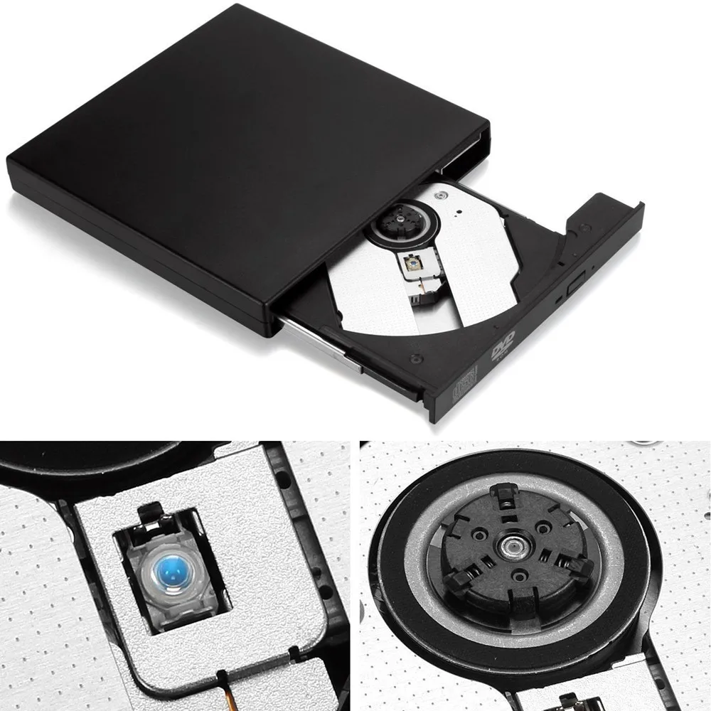 Slim External Optical Drive USB 2.0 DVD Combo DVD ROM Player CD-RW Burner Writer Plug and Play For Macbook Laptop Desktop PC