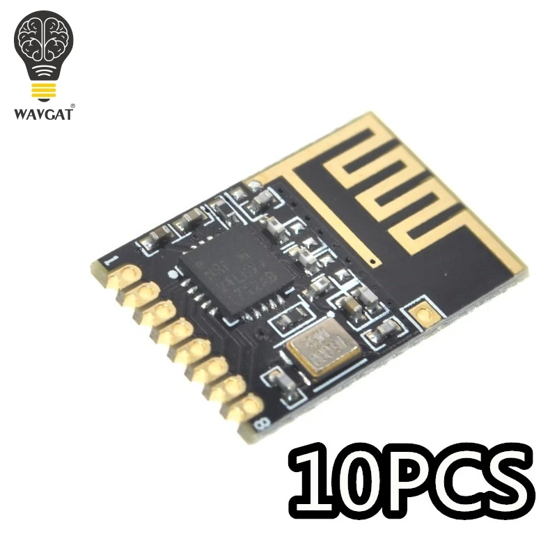 

WAVGAT 10PCS Component Kit NRF24l01+ 2.4GHz Wireless Module Mini Version Power enhanced version SMD