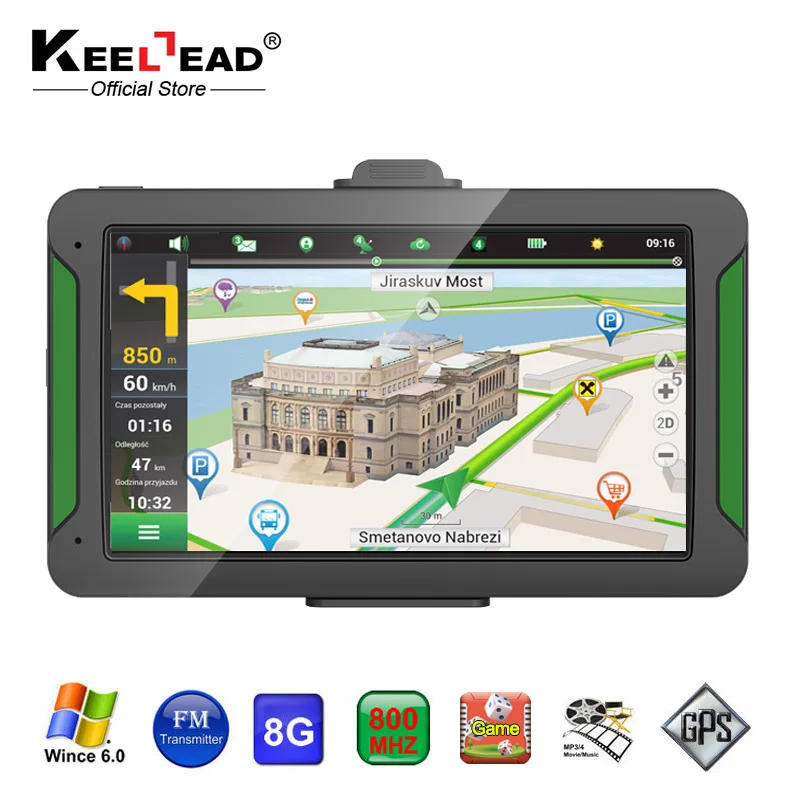 KEELEAD Автомобильный GPS навигатор 7 дюймов HD FM Навител 2018 последняя европейская