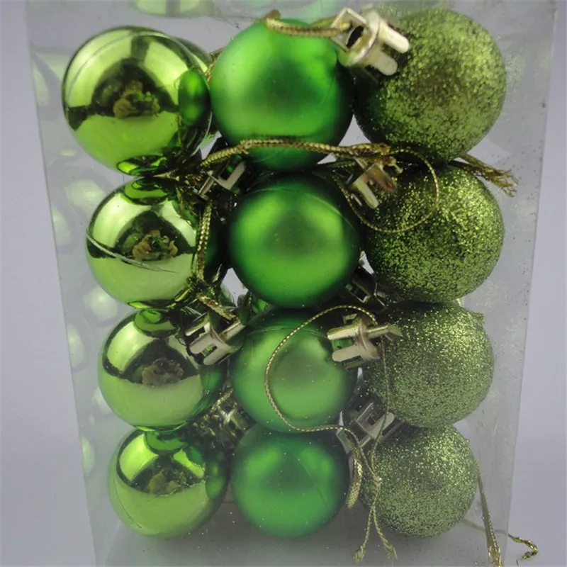 24 шт., 3 см, пластиковые шары из полистирола для моделирования, рождественские, новогодние, вечерние, украшения, подарки, 7ZHH181 - Цвет: green
