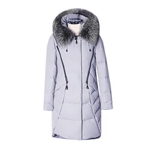 Роскошная пуховая парка с капюшоном и воротником из натурального Лисьего меха, Короткая Толстая куртка на утином пуху 90%, женская верхняя одежда, WUJ0965