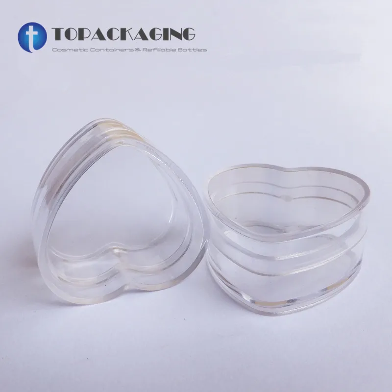 100PCS/LOT.3G Cream Jar,Heart-Shaped Box,Nail Art Cosmetic Container,Loose Powder Sample Canister,Makeup Sub-bottling,Empty Box 100pcs lot 5g cream jar clear plastic makeup sub bottling small empty cosmetic container nail art canister 5 pionted star shape