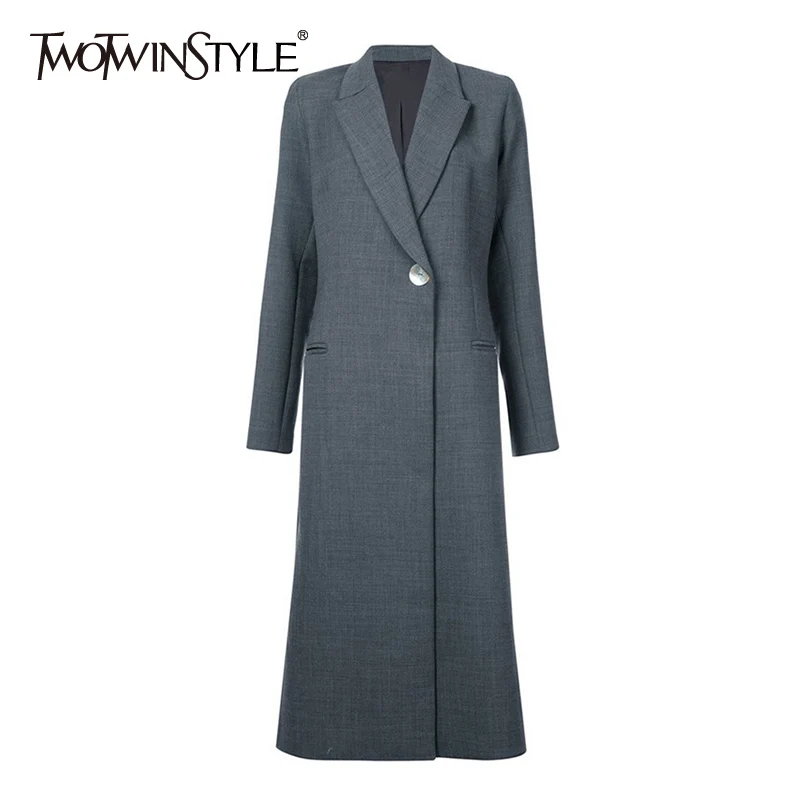 TWOTWINSTYLE Черный X Long Женский костюм куртка женская с отворотом длинным рукавом на