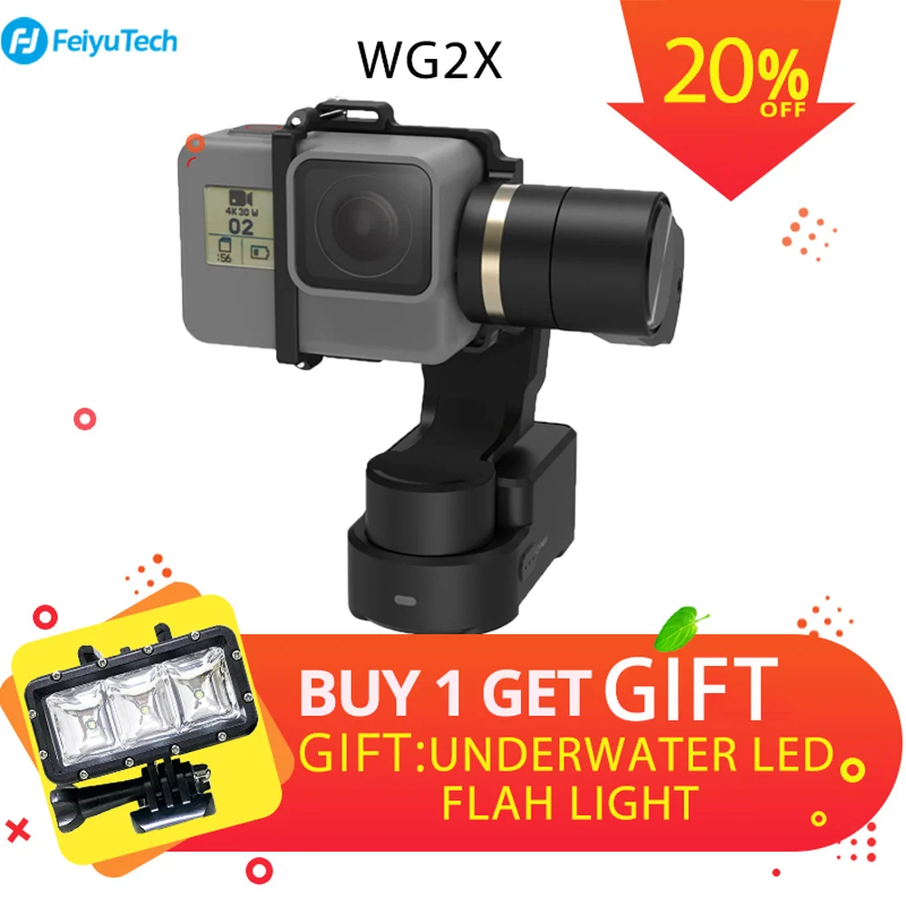 

FeiyuTech WG2X 3-axis Wearable Gimbal Splash-proof Stabilizer for GoPro Hero 7 6 5 4 Sony RX0 YI 4K SJCAM AEE Action Camera