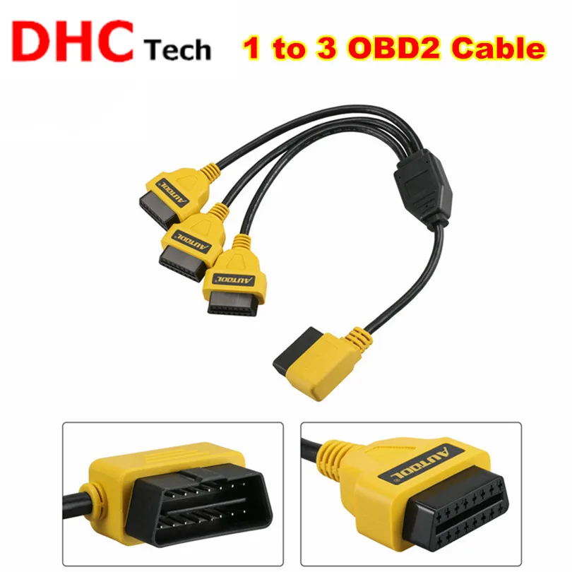 Новейший кабель AUTOOL OBDII от 1 до 3 адаптер конвертер 50 см OBD2 разветвитель Y КАБЕЛЬ