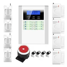Freeship home/office intruder antirrobo de alarma de seguridad inalámbrica gsm pstn sistema de alarma gsm de 433 mhz con motion sensor magnético de la puerta alarma