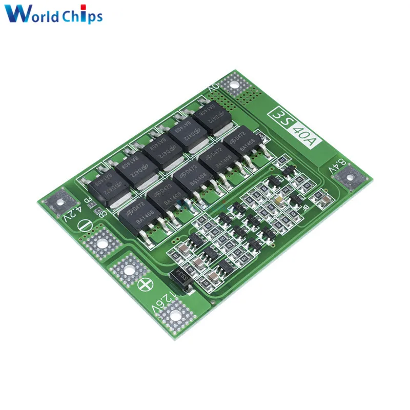 

3S 40A Li-ion Lithium Battery Charger Lipo Cell Module PCB BMS Protection Board For Drill Motor 12.6V Enhance/Balance Version
