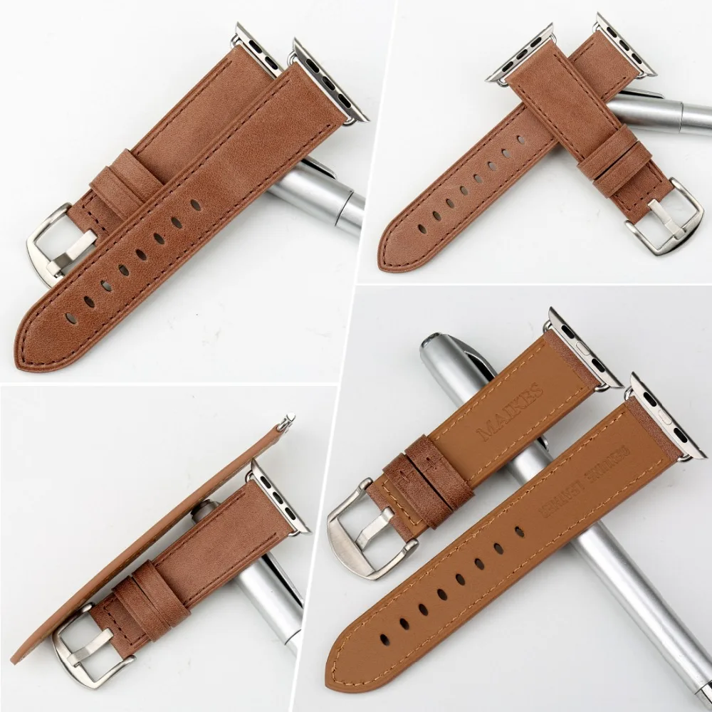 Ремешок MAIKES из натуральной кожи для Apple watch браслет iWatch Watch Series SE 6 5 4 3 2 44 мм 40 42 38