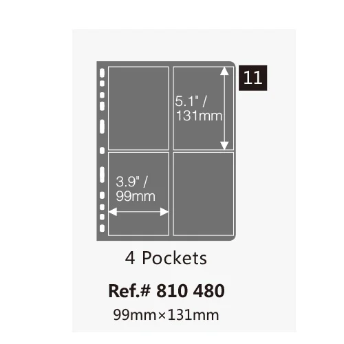 Листы только Лот х 10 шт. прозрачные/черные листы/монеты листы 9-hole 24 листов/монеты рукав/-fit J3.0 альбом - Цвет: 4 Pokets Black