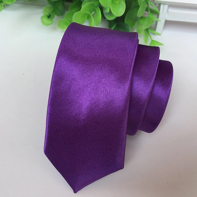 

Ties Solid Dark PURPLE Color Necktie Stage Performance Bright Version 5cm Narrow Tie