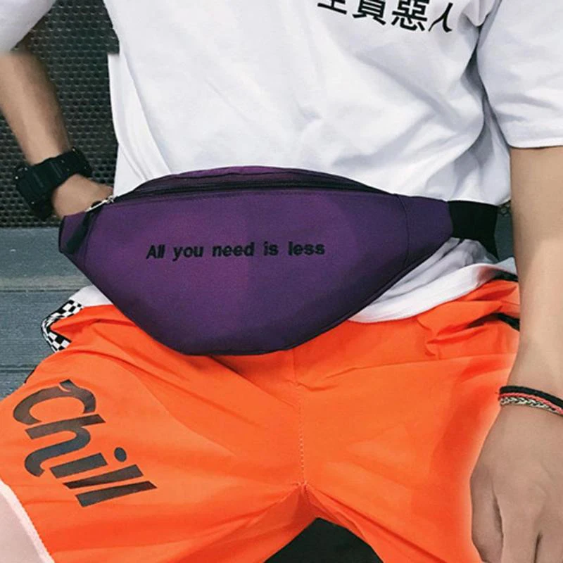 

Canvas Harajuku Style Waist Bag For Women Men Unisex Fanny Pack Chest Packs Money Belt Belly Bags Purse Chic Pouch
