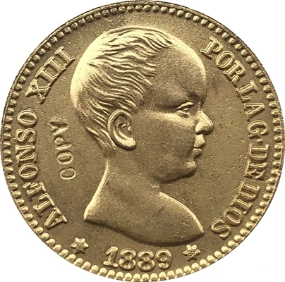1889 Испания 20 песет-Альфонсо XIII монеты