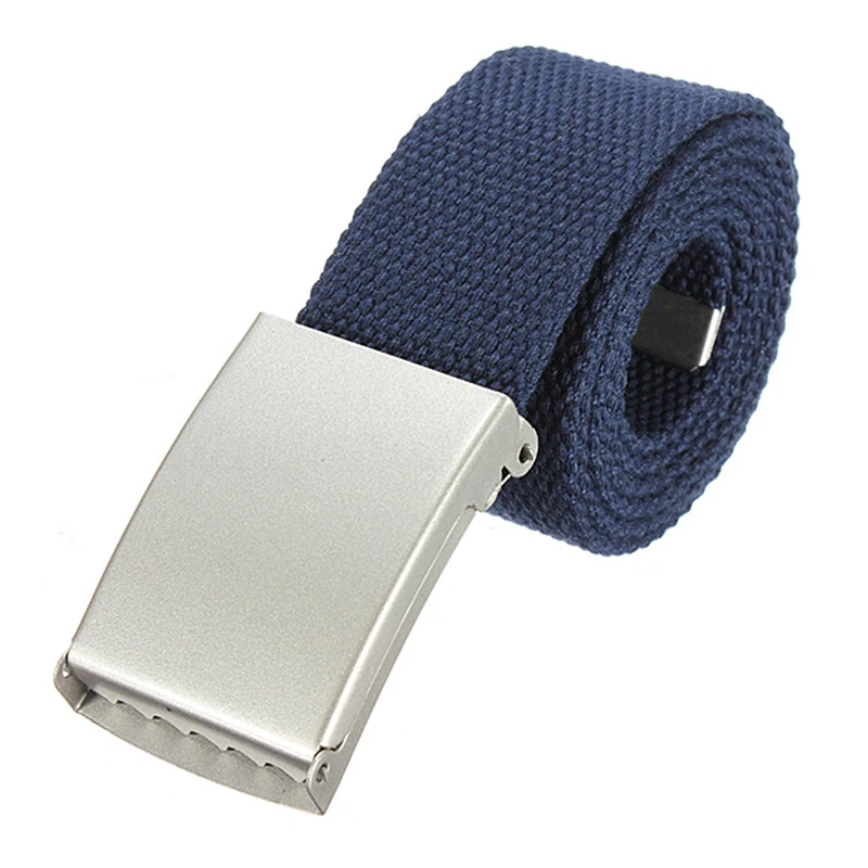 

Fashion Casual Silvery Metal Buckle Canvas Waist Belt Gift, Black