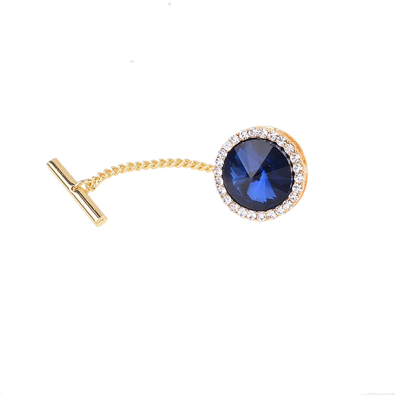 

Classic Round Men's Tie Tack Gold Color Tie Tack Clutch Back Fashion Tie Tack Pin with Chain for Men