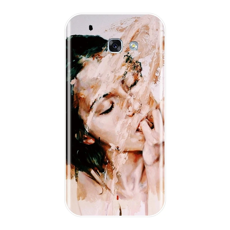 Чехол для телефона Samsung Galaxy A5 A7 2018 A6 A8 Plus Art Girl мягкий силиконовый чехол накладка A3