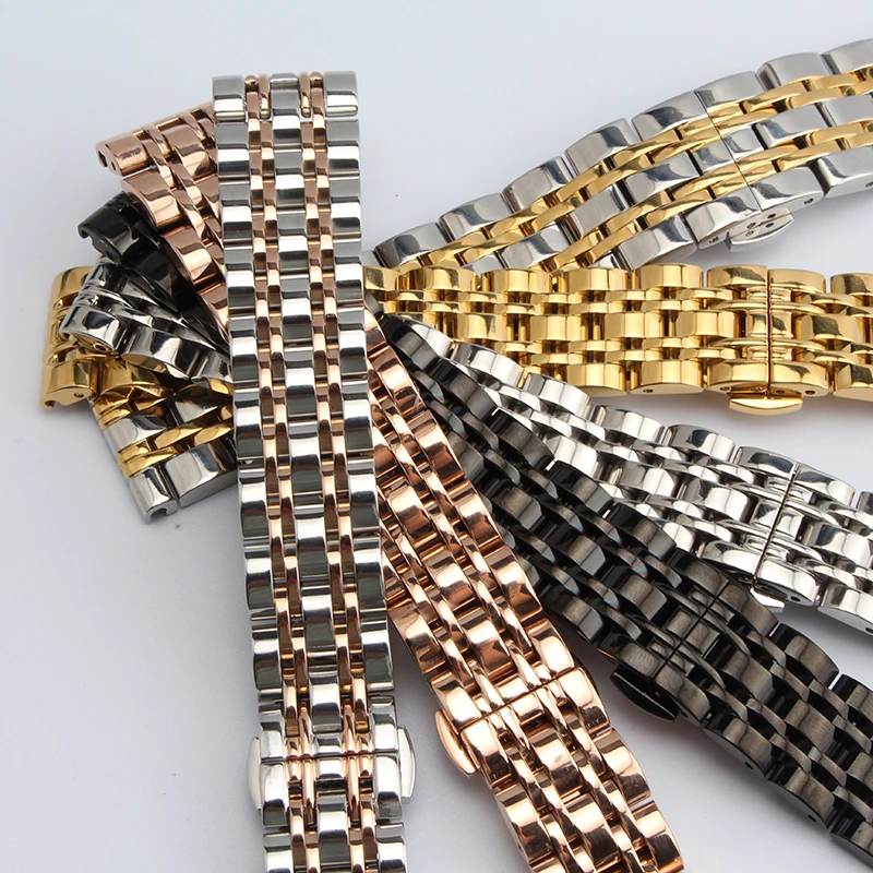 Stainless bracelet steel solid metal watchband Butterfly buckle watch strap14 16 18 20 22mm wristwatches band