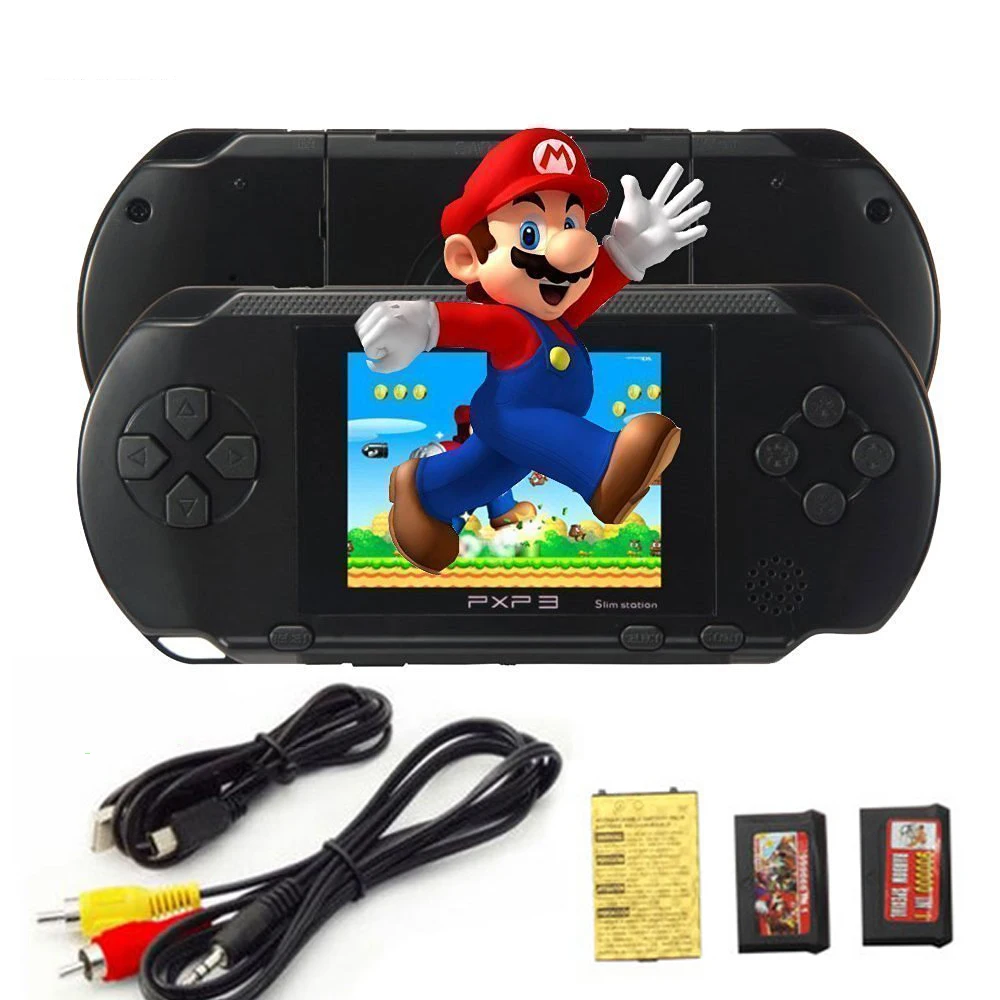 3'' Portable 16 Bit Retro PXP3 Slim Station Video Games Player Handheld Game Console 2pcs Game Card built-in 150 Classic Games
