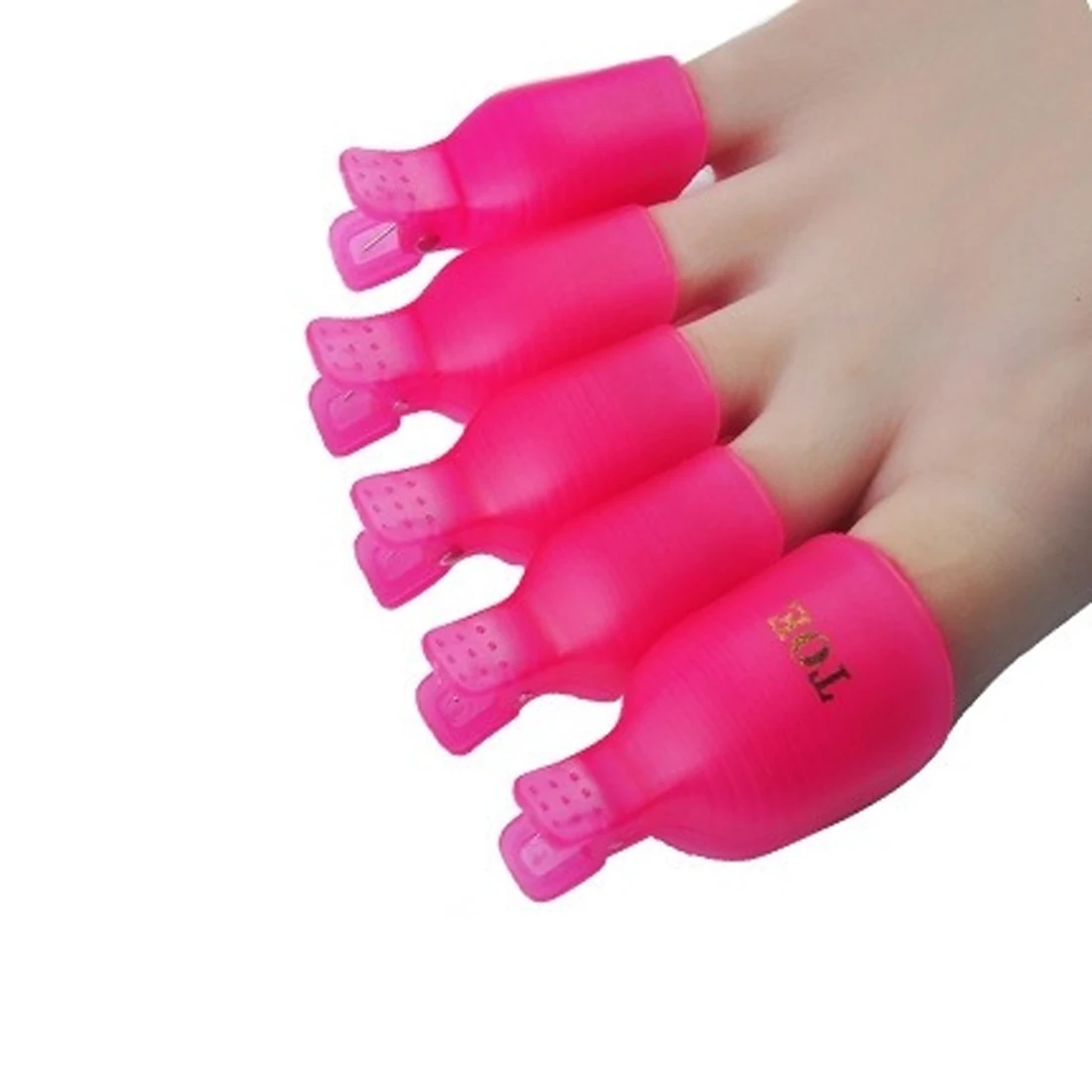 

Hot 5Pcs Plastic Foot Toe Nail Art Soak Off Cap Clip UV Gel Polish Remover Wrap Tool Beauty Nail Care Tools