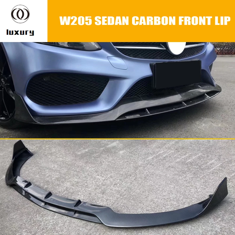 Передняя губа W205 C43 AMG из углеродного волокна B для Benz C180 C200 C300 с Amg посылка Седан 4DR