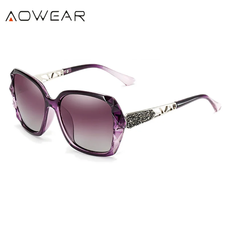 AOWEAR, негабаритные солнцезащитные очки, женские, поляризационные, квадратные, солнцезащитные очки для вождения, черный бриллиант, женские солнцезащитные очки, gafas de sol mujer