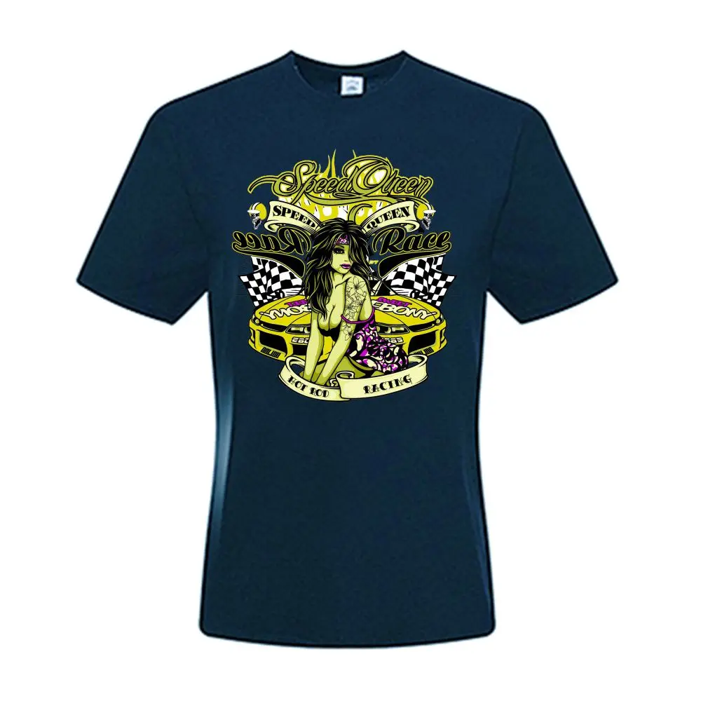 Женщины's Most Popular Item DIY Футболка На Заказ Sexy Speed Queen Hot Rod Гонки Экипаж Шеи Хлопок