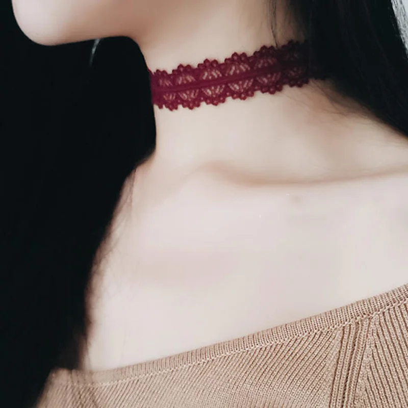 

Fashion Trend Vintage Purple Lace Chokers Classic Collar Necklaces Flower Choker Necklace Adjustable Women Jewelry Gift NS3520