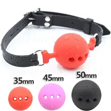 3 Size Soft Silicone Open Mouth Gag Ball BDSM Bondage Restraints Sex Toy For Adults Slave Open Hole Ventilation Gag For Couples