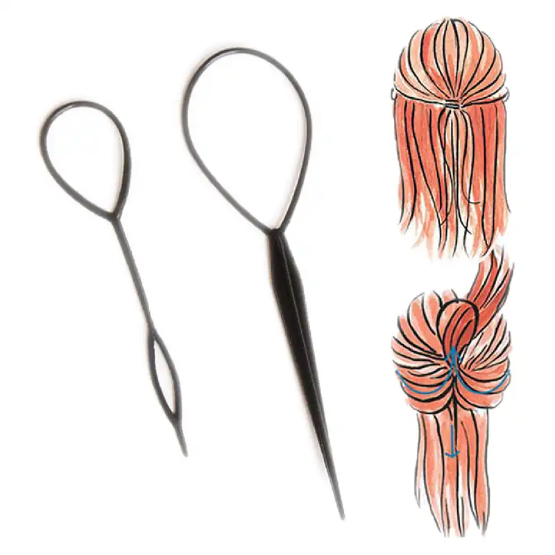 Mayitr 2 Set Plastic Hair Loop Styling Tool Magic Hair Braid Diy